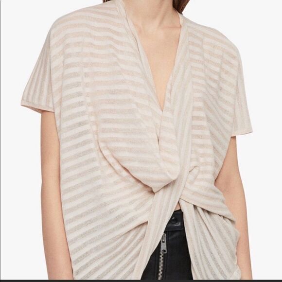 AllSaints itat striped crisscross top size XS-S - Picture 3 of 9